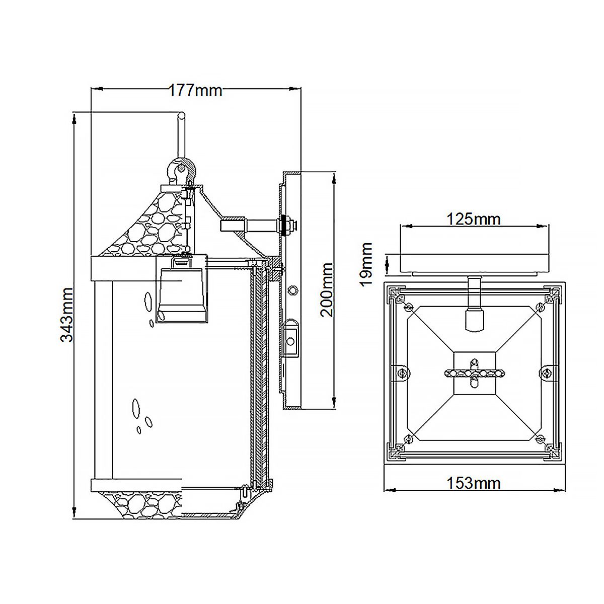 Springfield Kültéri Kicsi Fekete Fali Lantern