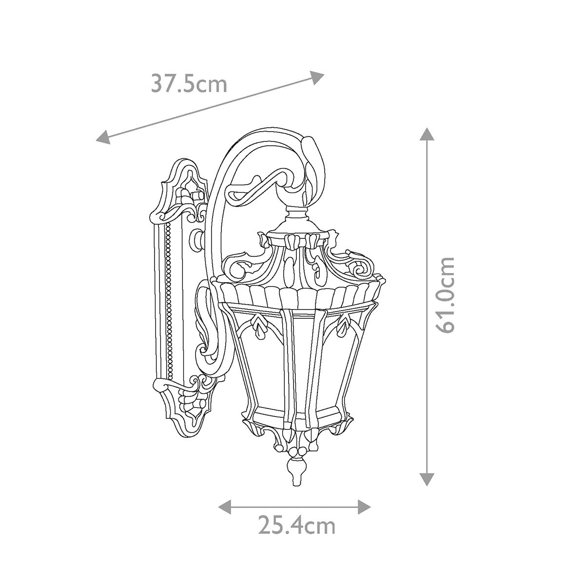 Tournai 2 Izzós Kültéri Nagy Fali Lantern, Szürke