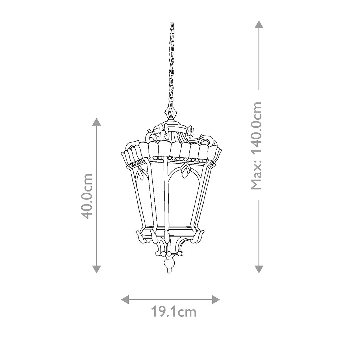 Tournai Szürke Kültéri Haning Lantern