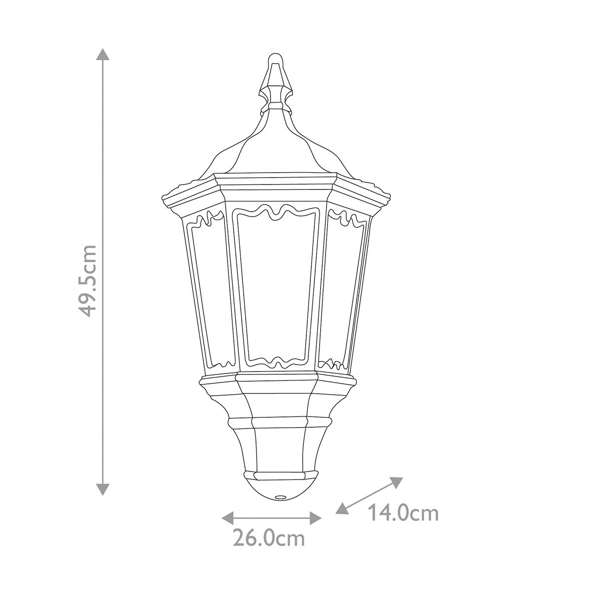 Medstead Fekete Kültéri Fél Lantern Lámpa