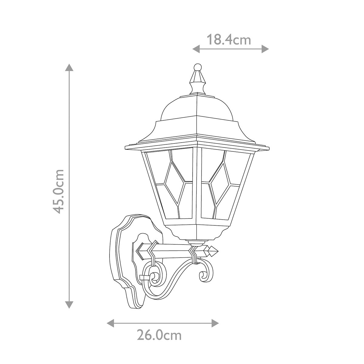 Norfolk Kültéri Fekete Felfelé Néző Fali Lantern Lámpa