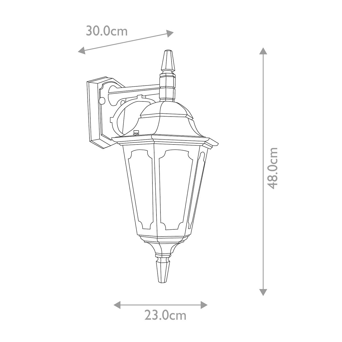 Parish Kültéri Lefelé Néző Fali Lantern Lámpa, Fekete