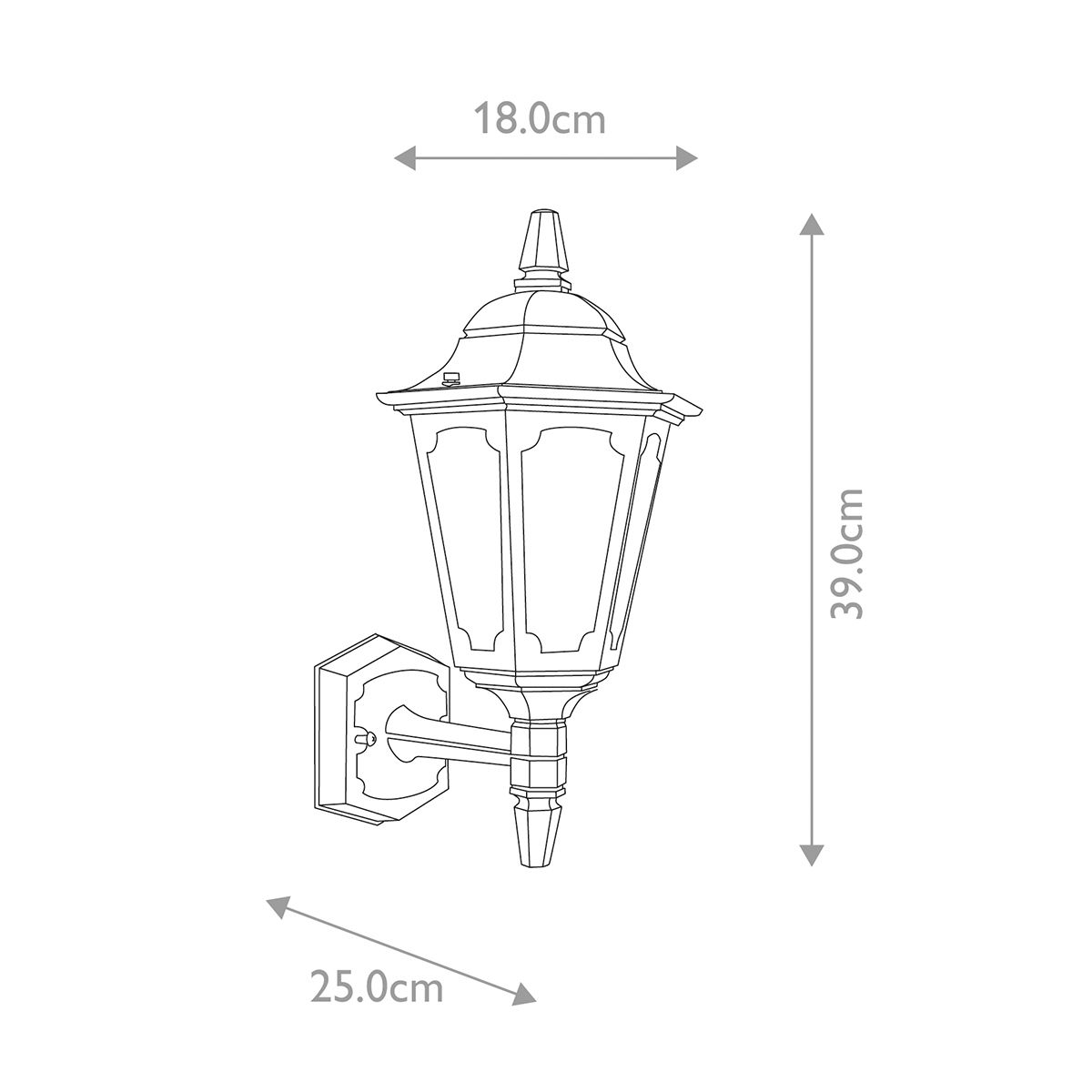 Parish Kicsi Kültéri Fekete Felfelé Néző Fali Lantern