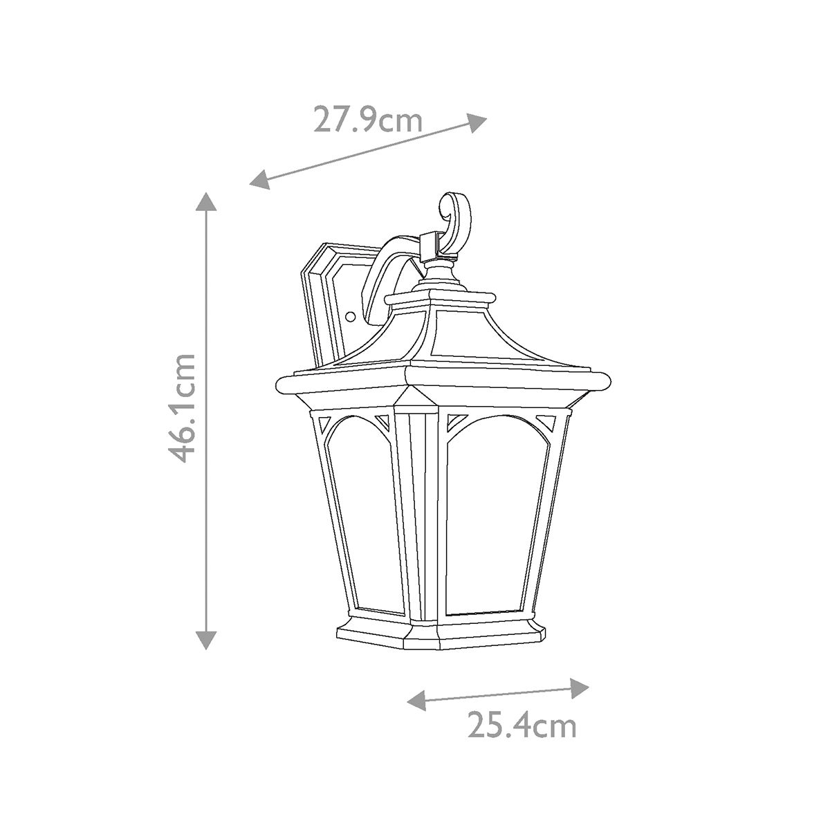 Bedford Kültéri Nagy Fekete Fali Lantern Lámpa