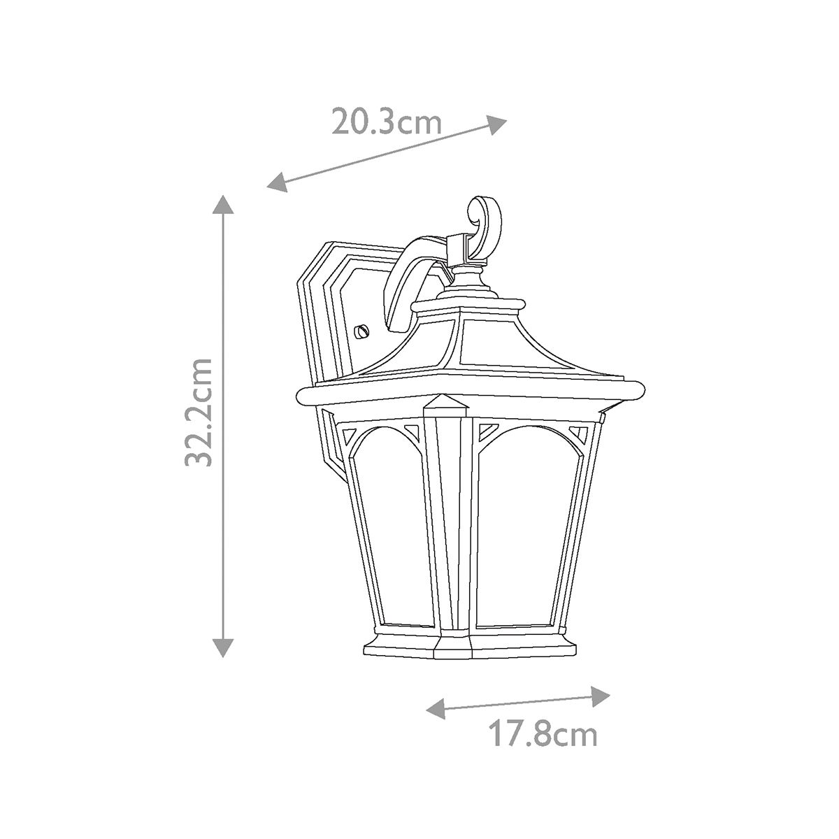 Bedford Kültéri Kicsi Fekete Fali Lantern