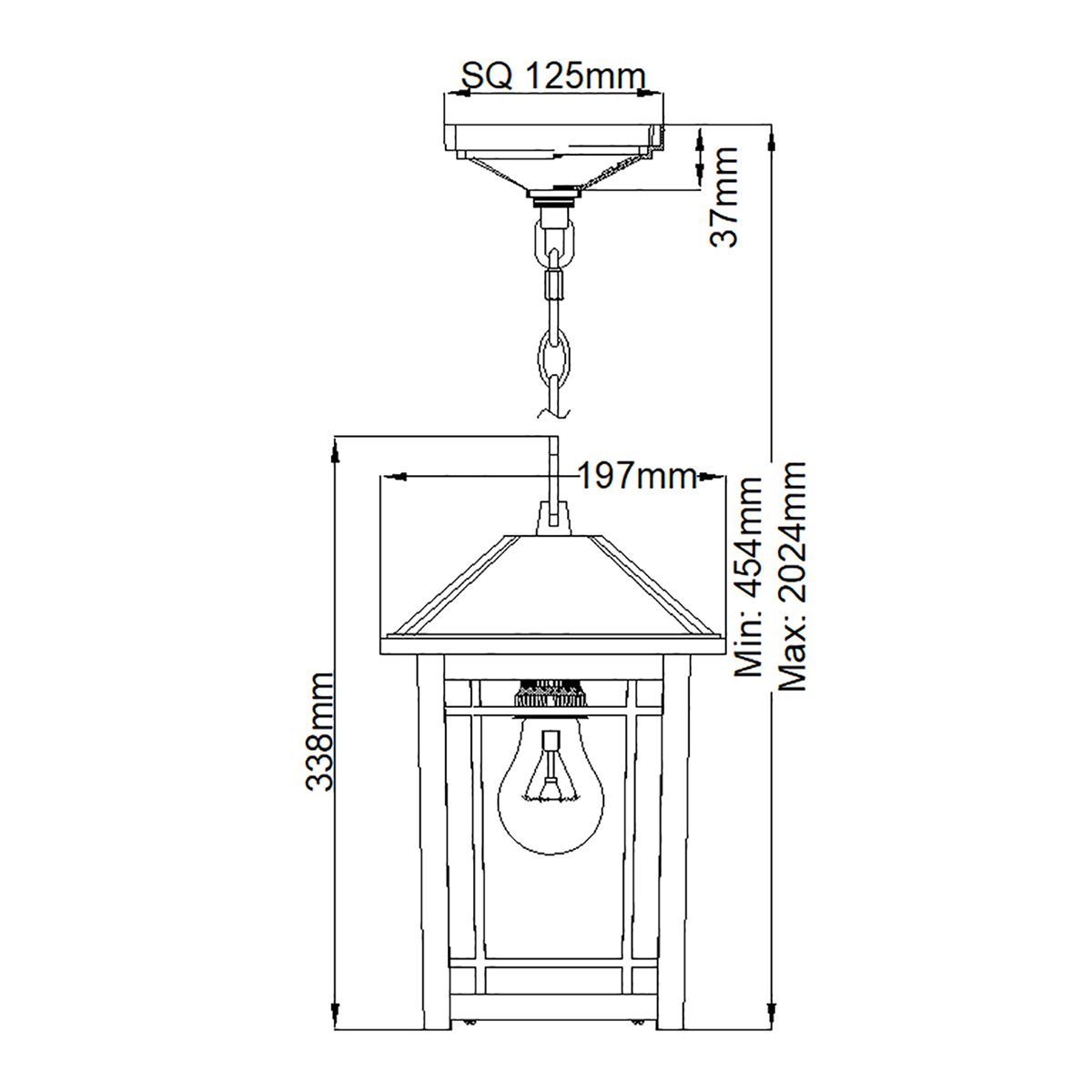 Cedar Point Kültéri Fekete Függő Lantern