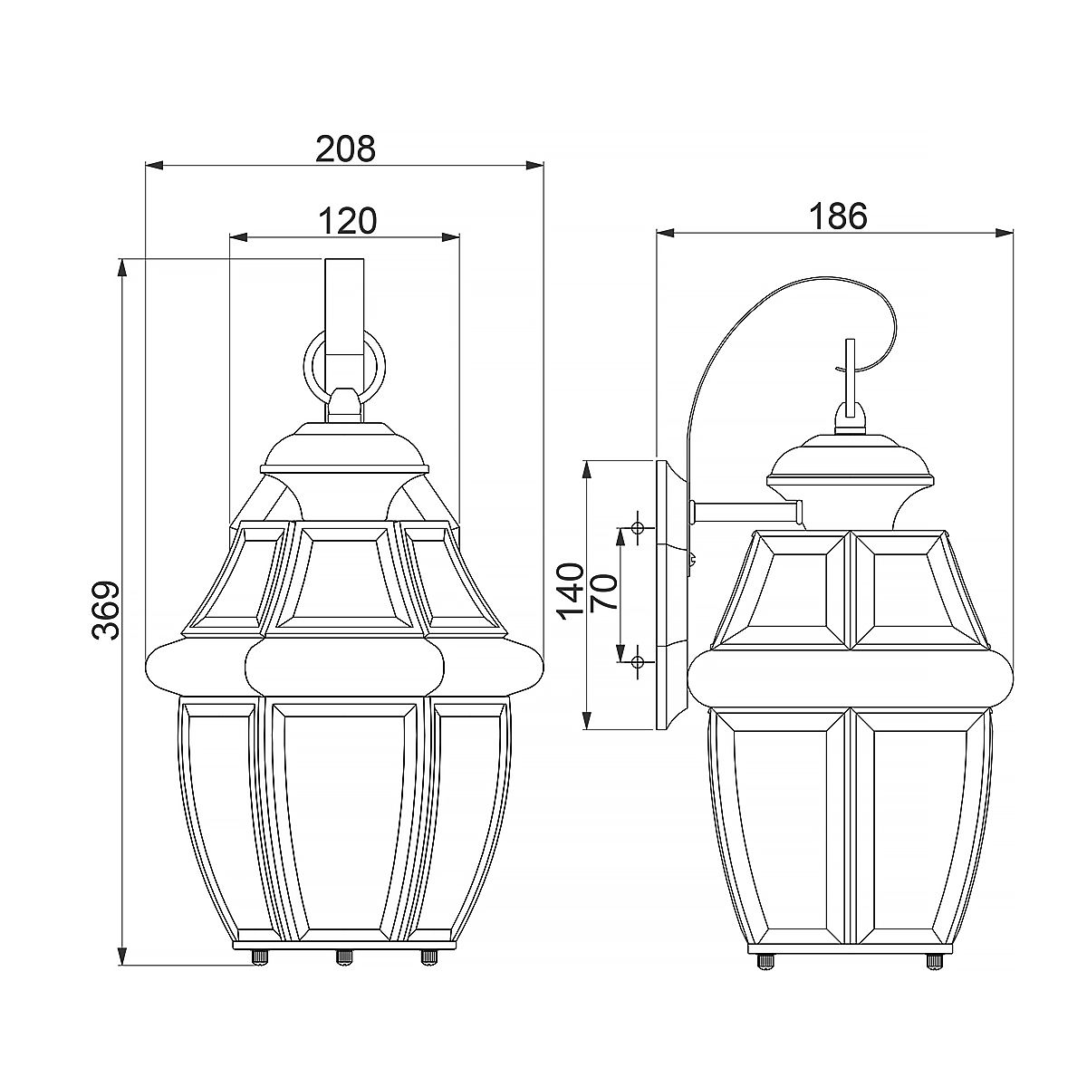 Newbury Kültéri Antikolt Sárgaréz Fali Lantern