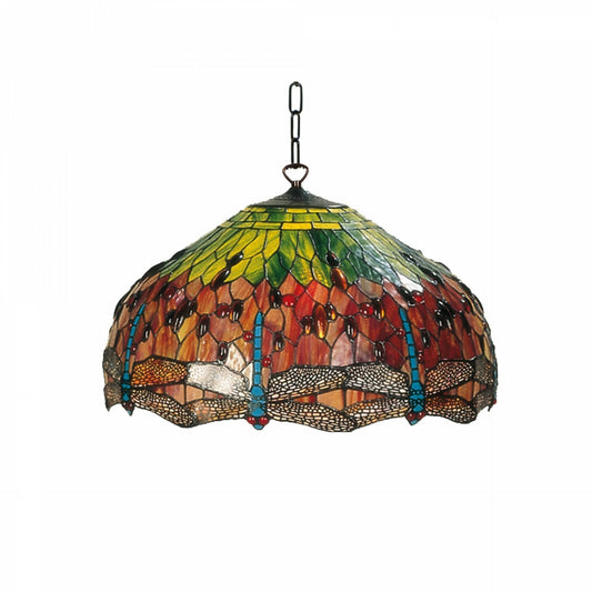 Narancssárga Szitakötős Nagy Tiffany Mennyezeti Tiffany Függő Lámpa, 3 égős