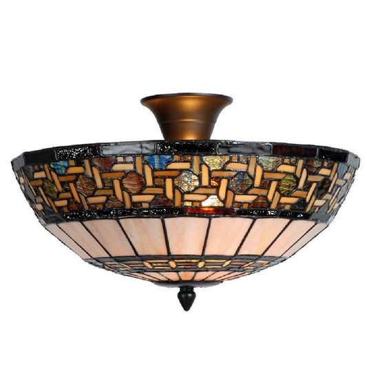 Stretford Tiffany Semi Flush Ceiling Light