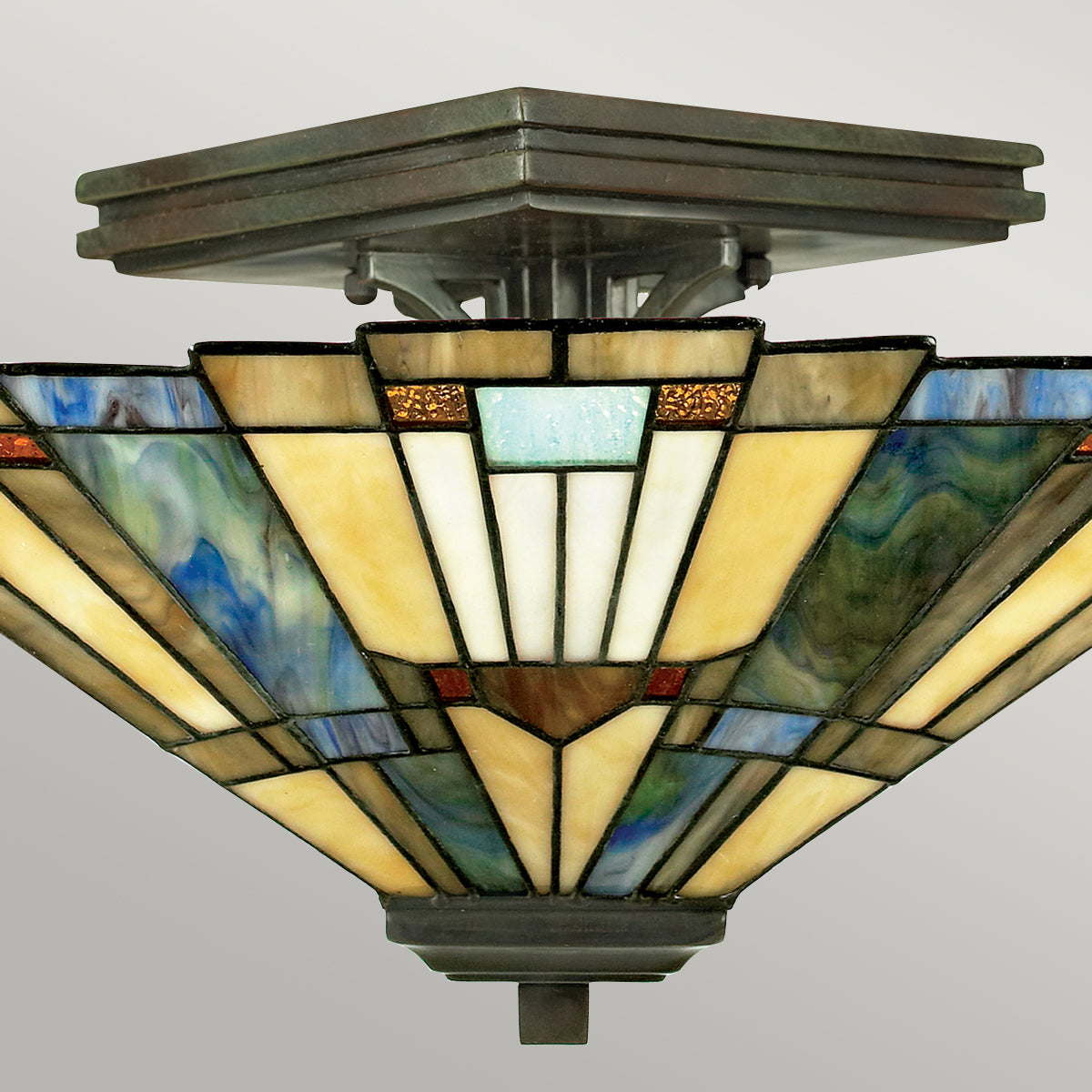 Inglenook Tiffany Style Félig Süllyesztett Mennyezeti Lámpa, 2 Izzós